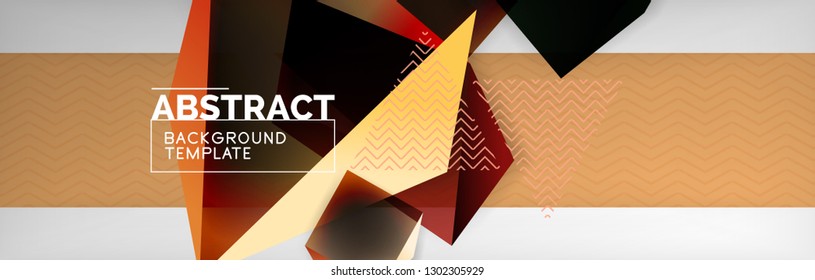 Geometric abstract background with color dark 3d shapes, vector modern business or techno poster design