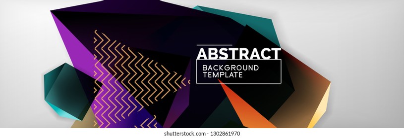 Fondo abstracto geométrico con formas 3d oscuras de color, diseño de afiches de negocios modernos vectoriales o tecno