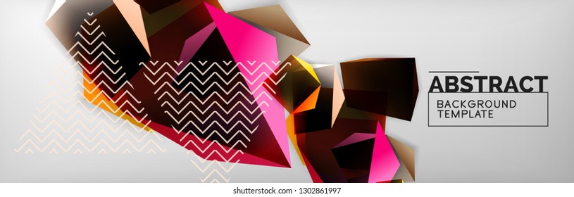 Geometric abstract background with color dark 3d shapes, vector modern business or techno poster design
