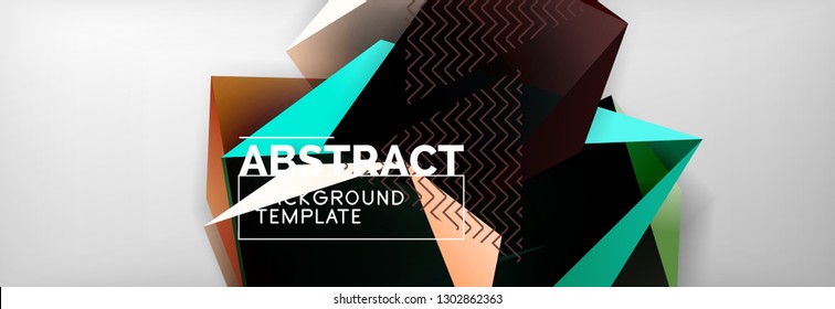 Geometric abstract background with color dark 3d shapes, vector modern business or techno poster design
