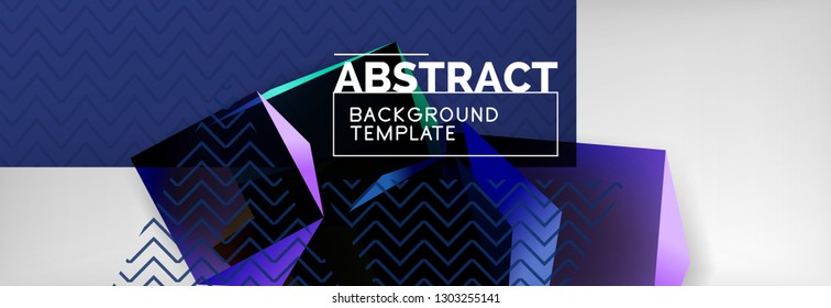 Geometric abstract background with color dark 3d shapes, vector modern business or techno poster design