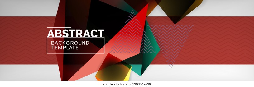 Geometric abstract background with color dark 3d shapes, vector modern business or techno poster design