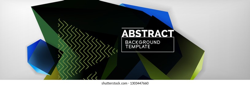 Geometric abstract background with color dark 3d shapes, vector modern business or techno poster design