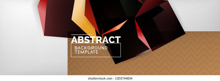 Geometrischer abstrakter Hintergrund mit dunklen, dunklen 3D-Formen, Vektormodernes Business- oder Techno-Poster-Design