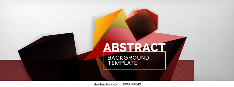 Geometric abstract background with color dark 3d shapes, vector modern business or techno poster design