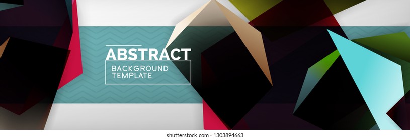 Geometric abstract background with color dark 3d shapes, vector modern business or techno poster design