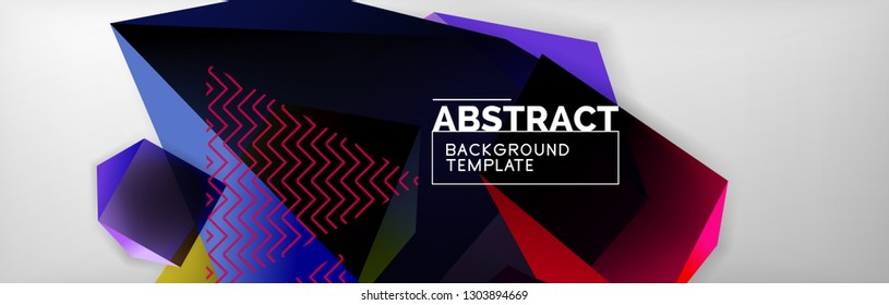 Geometric abstract background with color dark 3d shapes, vector modern business or techno poster design