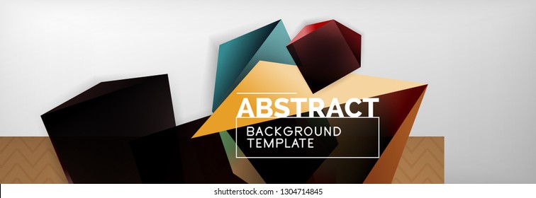 Fondo abstracto geométrico con formas 3d oscuras de color, diseño de afiches de negocios modernos vectoriales o tecno
