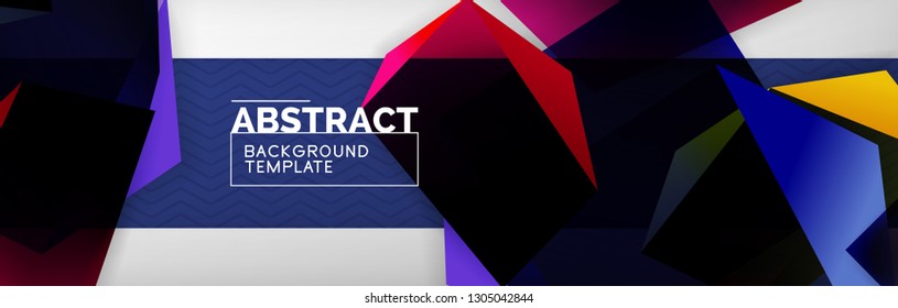 Geometric abstract background with color dark 3d shapes, vector modern business or techno poster design