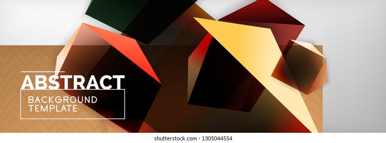 Geometric abstract background with color dark 3d shapes, vector modern business or techno poster design