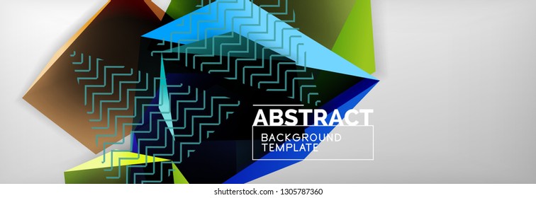 Geometrischer abstrakter Hintergrund mit dunklen, dunklen 3D-Formen, Vektormodernes Business- oder Techno-Poster-Design
