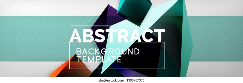 Geometric abstract background with color dark 3d shapes, vector modern business or techno poster design