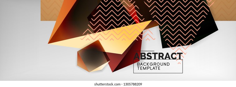 Geometric abstract background with color dark 3d shapes, vector modern business or techno poster design