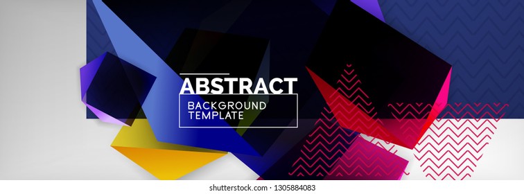 Fondo abstracto geométrico con formas 3d oscuras de color, diseño de afiches de negocios modernos vectoriales o tecno