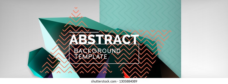 Geometric abstract background with color dark 3d shapes, vector modern business or techno poster design
