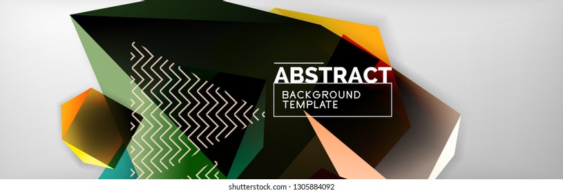 Geometric abstract background with color dark 3d shapes, vector modern business or techno poster design