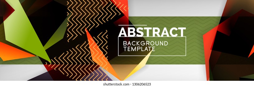 Geometric abstract background with color dark 3d shapes, vector modern business or techno poster design