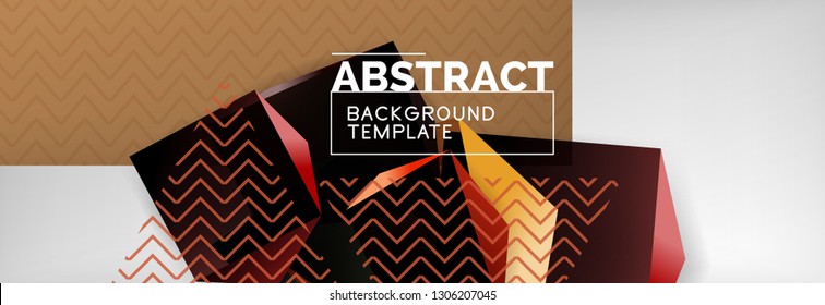 Geometric abstract background with color dark 3d shapes, vector modern business or techno poster design