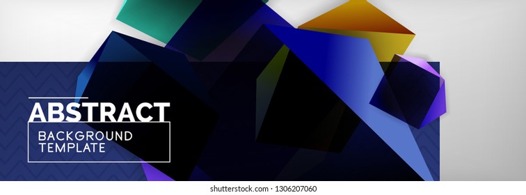 Fondo abstracto geométrico con formas 3d oscuras de color, diseño de afiches de negocios modernos vectoriales o tecno