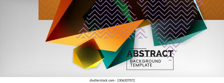 Fondo abstracto geométrico con formas 3d oscuras de color, diseño de afiches de negocios modernos vectoriales o tecno