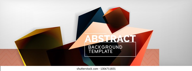 Geometric abstract background with color dark 3d shapes, vector modern business or techno poster design