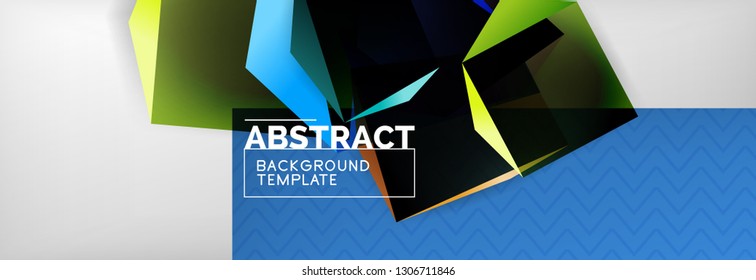 Geometric abstract background with color dark 3d shapes, vector modern business or techno poster design