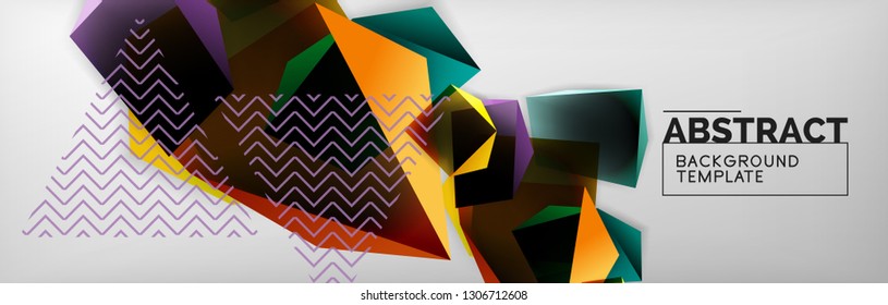 Geometrischer abstrakter Hintergrund mit dunklen, dunklen 3D-Formen, Vektormodernes Business- oder Techno-Poster-Design