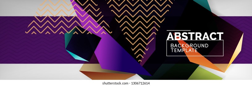 Geometric abstract background with color dark 3d shapes, vector modern business or techno poster design