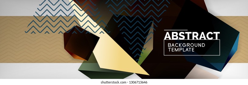 Geometric abstract background with color dark 3d shapes, vector modern business or techno poster design