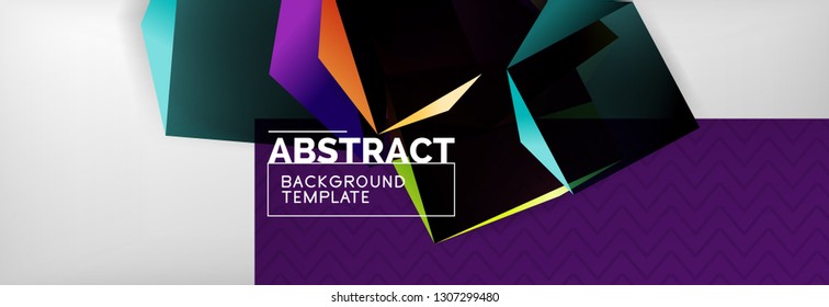 Geometrischer abstrakter Hintergrund mit dunklen, dunklen 3D-Formen, Vektormodernes Business- oder Techno-Poster-Design