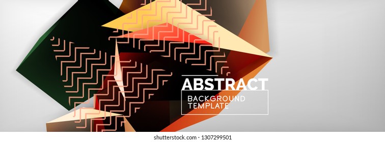 Geometric abstract background with color dark 3d shapes, vector modern business or techno poster design