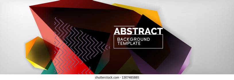 Geometric abstract background with color dark 3d shapes, vector modern business or techno poster design