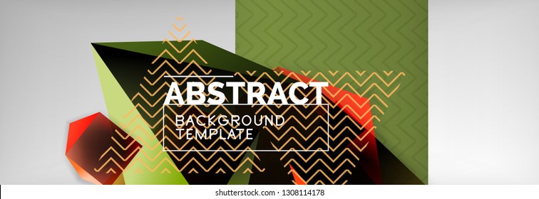 Geometric abstract background with color dark 3d shapes, vector modern business or techno poster design