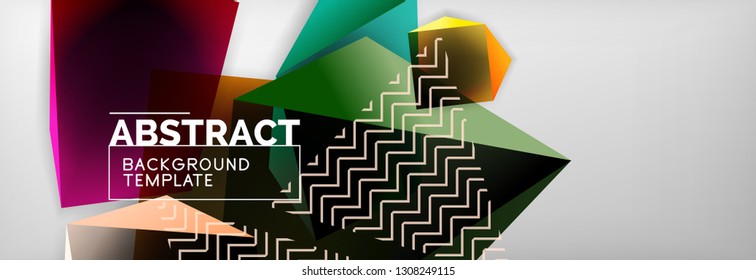 Geometric abstract background with color dark 3d shapes, vector modern business or techno poster design