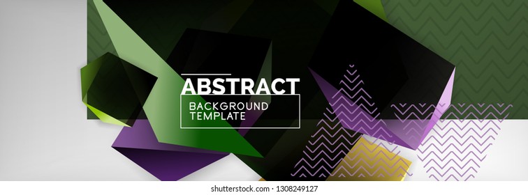 Geometric abstract background with color dark 3d shapes, vector modern business or techno poster design
