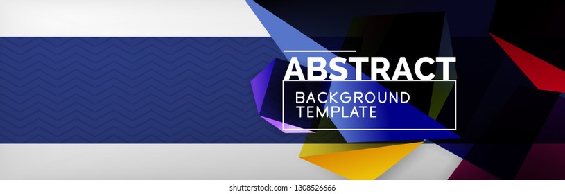 Geometric abstract background with color dark 3d shapes, vector modern business or techno poster design