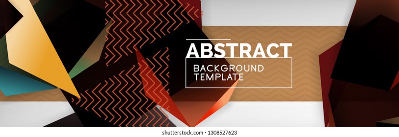 Geometric abstract background with color dark 3d shapes, vector modern business or techno poster design