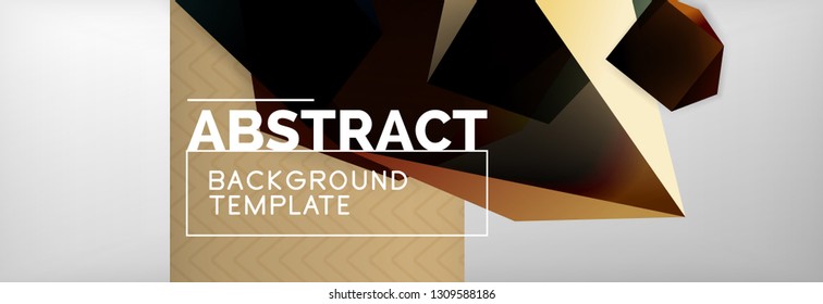 Geometric abstract background with color dark 3d shapes, vector modern business or techno poster design