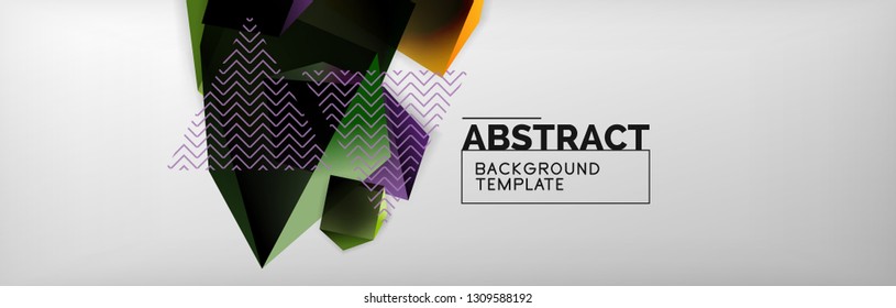Geometric abstract background with color dark 3d shapes, vector modern business or techno poster design