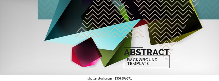 Fondo abstracto geométrico con formas 3d oscuras de color, diseño de afiches de negocios modernos vectoriales o tecno