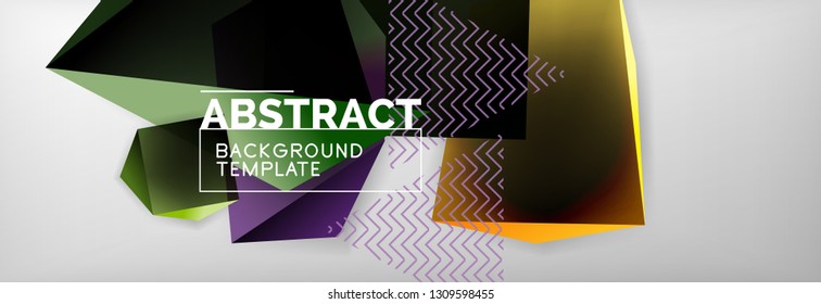 Fondo abstracto geométrico con formas 3d oscuras de color, diseño de afiches de negocios modernos vectoriales o tecno