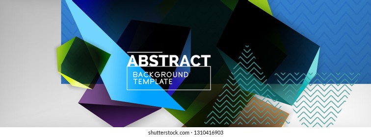 Geometric abstract background with color dark 3d shapes, vector modern business or techno poster design