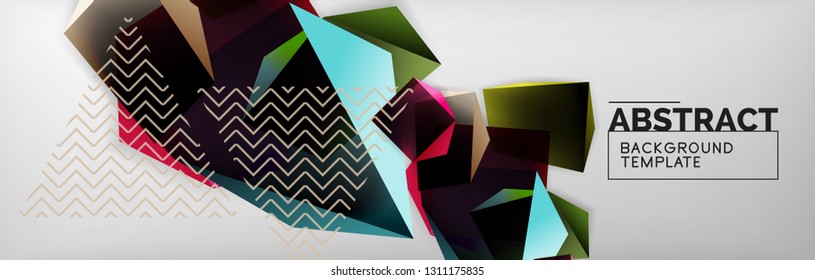 Geometric abstract background with color dark 3d shapes, vector modern business or techno poster design