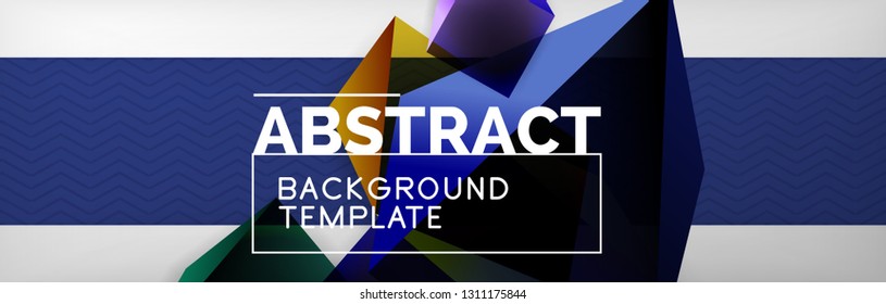 Geometric abstract background with color dark 3d shapes, vector modern business or techno poster design