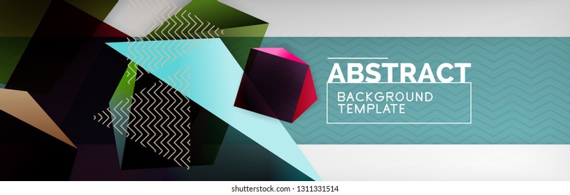 Geometric abstract background with color dark 3d shapes, vector modern business or techno poster design