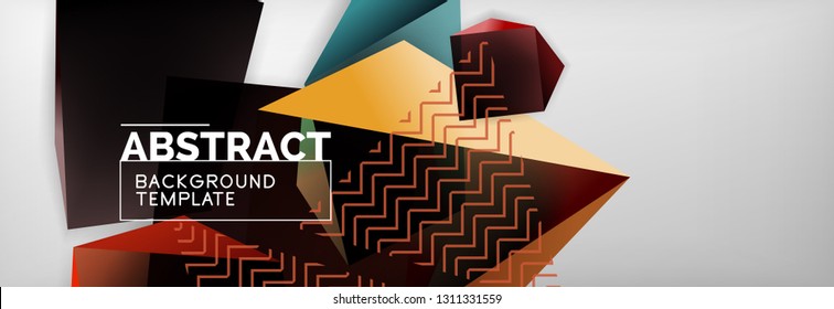 Geometric abstract background with color dark 3d shapes, vector modern business or techno poster design