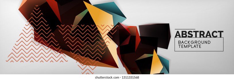 Geometric abstract background with color dark 3d shapes, vector modern business or techno poster design
