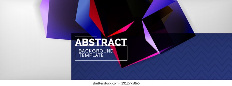 Geometric abstract background with color dark 3d shapes, vector modern business or techno poster design