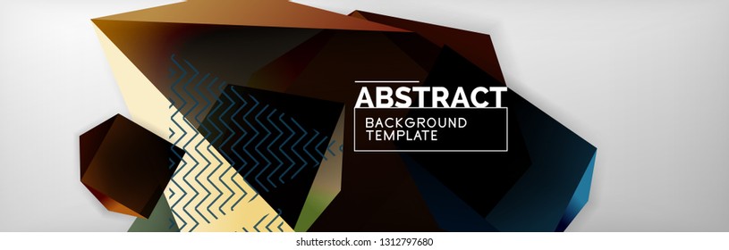 Geometric abstract background with color dark 3d shapes, vector modern business or techno poster design