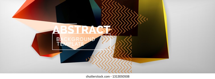 Fondo abstracto geométrico con formas 3d oscuras de color, diseño de afiches de negocios modernos vectoriales o tecno